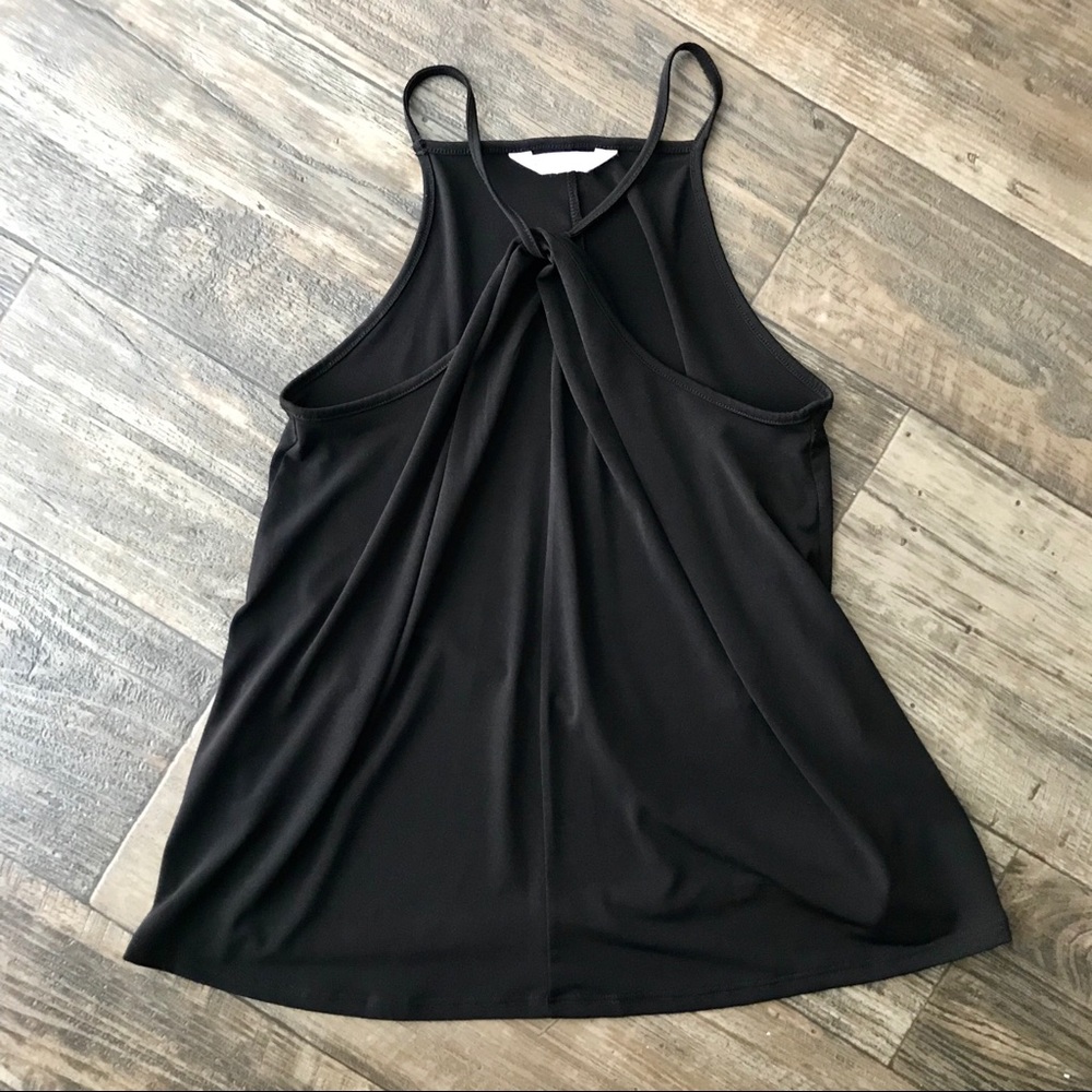 BCBGeneration Black Twist Front Draped Tank Top